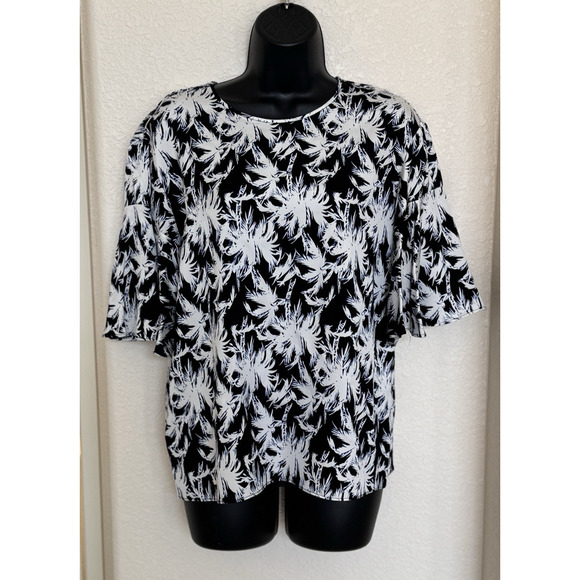Diane Von Furstenberg Arlene Top Palm Print Silk Blend, M - Picture 2 of 11